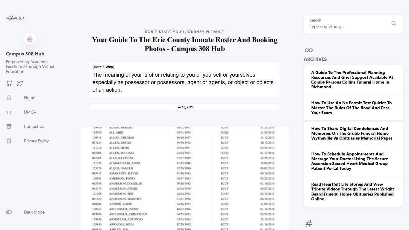 Your Guide To The Erie County Inmate Roster And Booking Photos - Campus 308 Hub