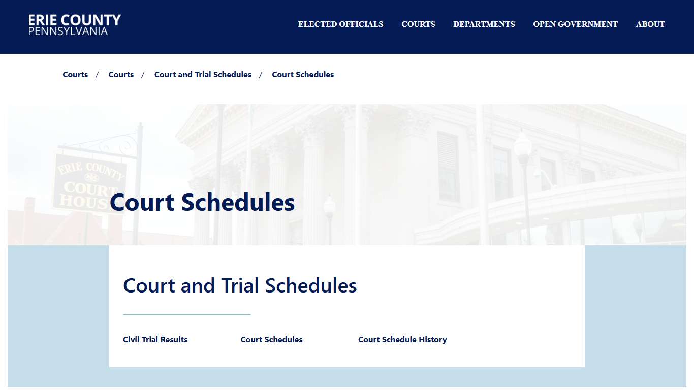 Court Schedules | Erie County Courts - Erie County, PA